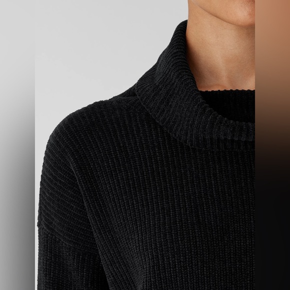 NWT Eileen Fisher Organic Cotton Chenille Turtleneck Top - Picture 4 of 5